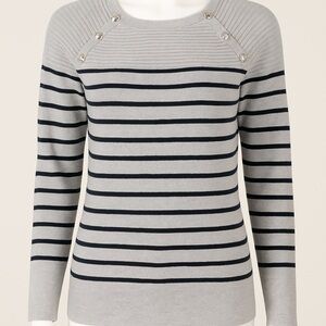 Lauren Ralph Lauren Striped Button Shoulder Sweater – XL